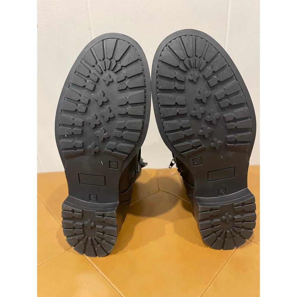 Chambers Womens Leather combat Moto Boot Black Buckles Made in Portugal Size 6.5 - Picture 2 of 8